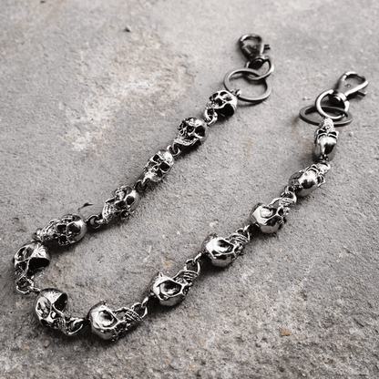 OCCIPUT CHAIN SILVER - Alloy Skull Heavy Biker Chain for Jeans with Lobster Clasps for Men & Boys - 24 inch - THE MEN THING