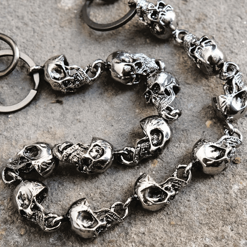 OCCIPUT CHAIN SILVER - Alloy Skull Heavy Biker Chain for Jeans with Lobster Clasps for Men & Boys - 24 inch - THE MEN THING