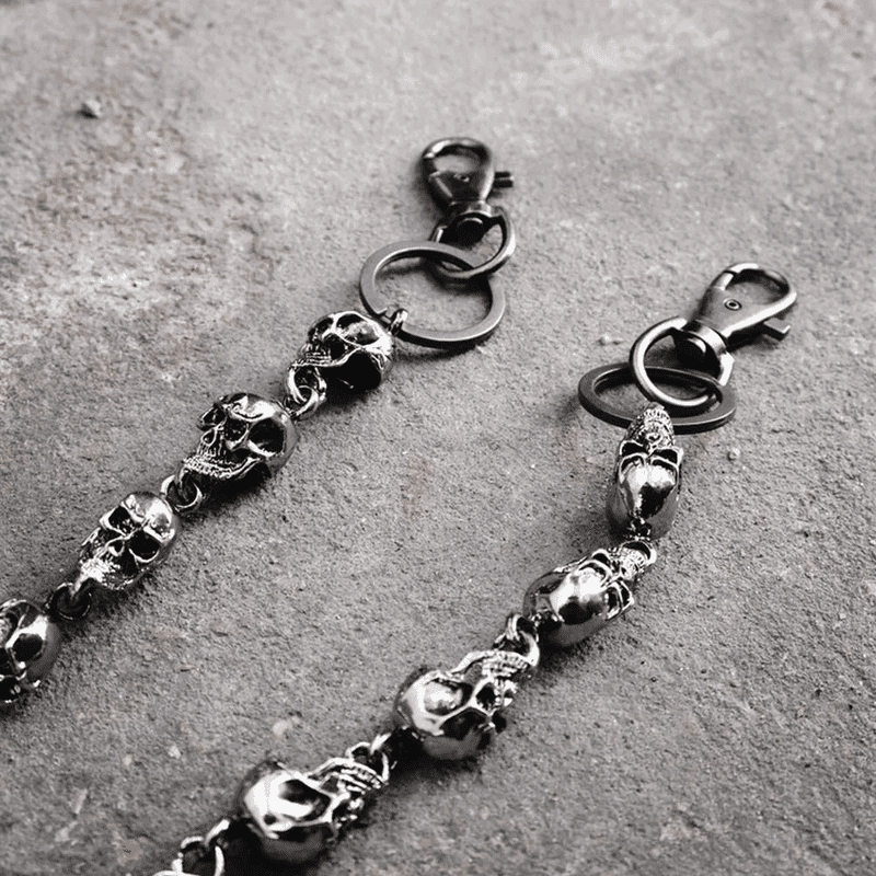 OCCIPUT CHAIN SILVER - Alloy Skull Heavy Biker Chain for Jeans with Lobster Clasps for Men & Boys - 24 inch - THE MEN THING