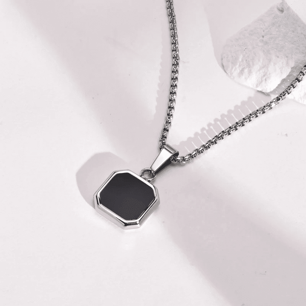 OCTAGON GEO (T) - Pure Titanium Steel Pendant with Stainless Steel 24inch Round Box Chain, European trending Style for Men & Boy