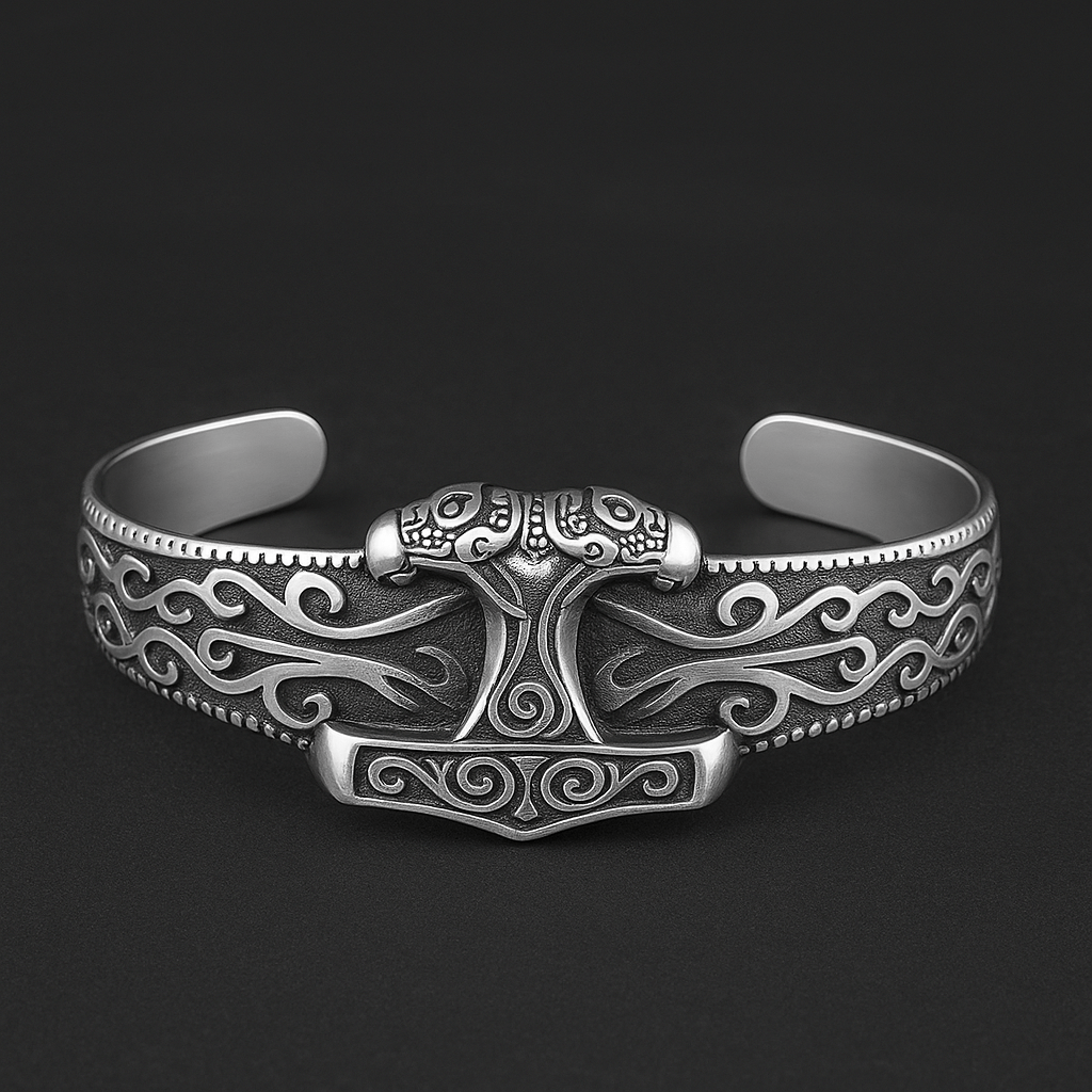 ODIN'S EMBRACE - Pure Stainless Steel Open Bangle Bracelet (Adjustable) for Men & Boys - THE MEN THING