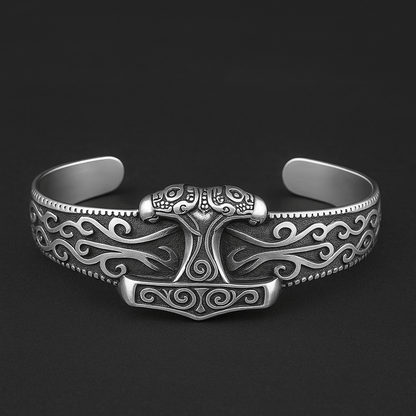 ODIN'S EMBRACE - Pure Stainless Steel Open Bangle Bracelet (Adjustable) for Men & Boys - THE MEN THING