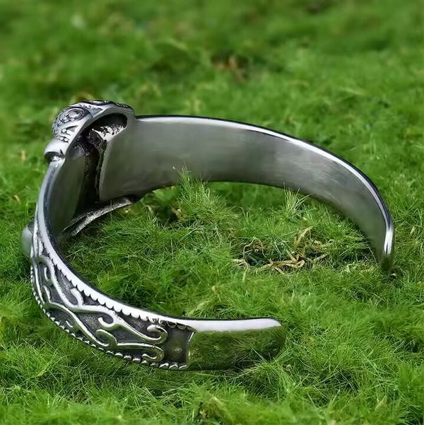 ODIN'S EMBRACE - Pure Stainless Steel Open Bangle Bracelet (Adjustable) for Men & Boys