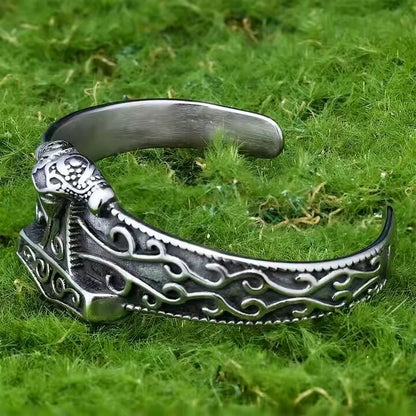 ODIN'S EMBRACE - Pure Stainless Steel Open Bangle Bracelet (Adjustable) for Men & Boys - THE MEN THING