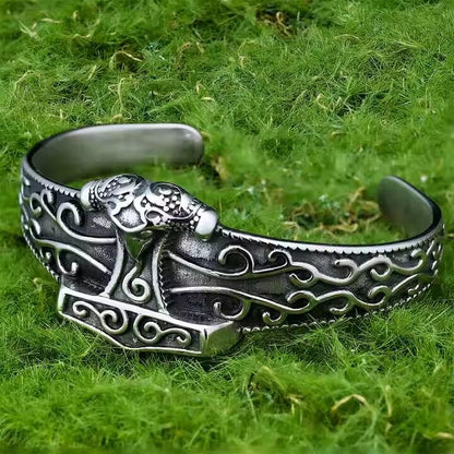 ODIN'S EMBRACE - Pure Stainless Steel Open Bangle Bracelet (Adjustable) for Men & Boys - THE MEN THING