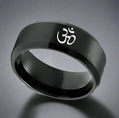 OM BLACK - Titanium Steel Ring for Men & Boys (Size : 22 ) - THE MEN THING