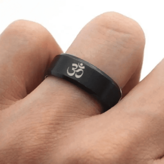 OM BLACK - Titanium Steel Ring for Men & Boys (Size : 22 ) - THE MEN THING