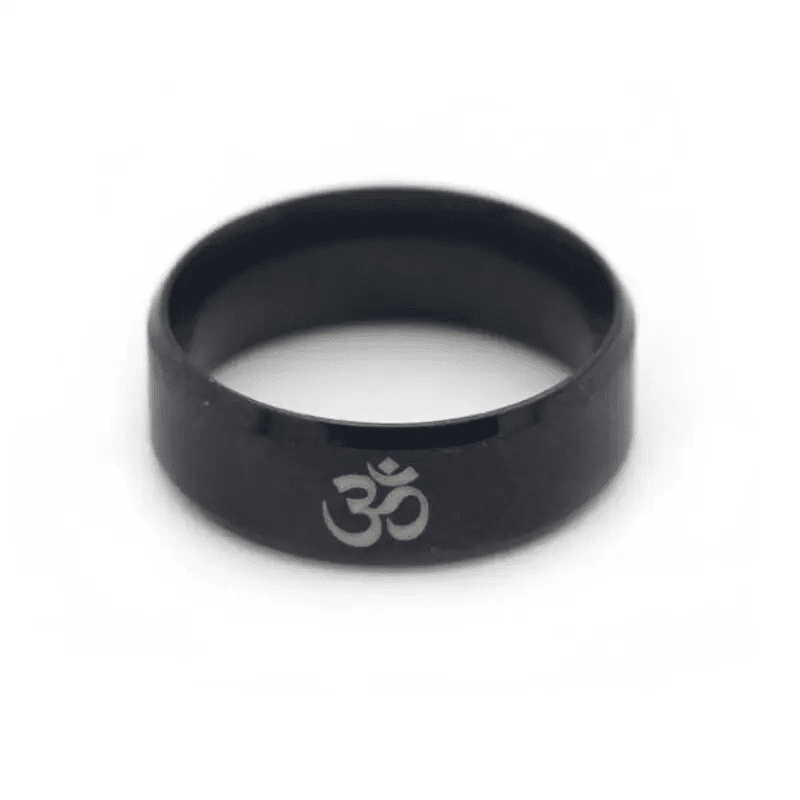 OM BLACK - Titanium Steel Ring for Men & Boys (Size : 22 ) - THE MEN THING