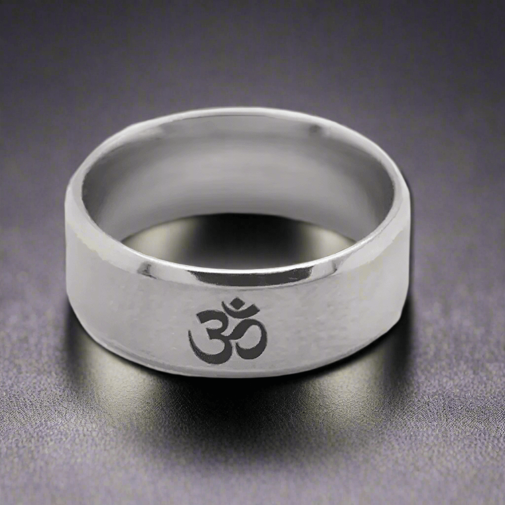 OM SILVER - Titanium Steel Ring for Men & Boys (Size : 22 ) - THE MEN THING