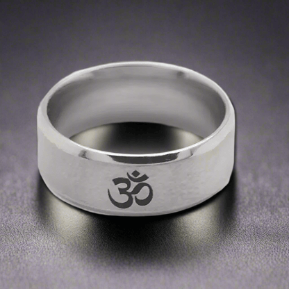 OM SILVER - Titanium Steel Ring for Men & Boys (Size : 22 ) - THE MEN THING