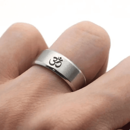 OM SILVER - Titanium Steel Ring for Men & Boys (Size : 22 ) - THE MEN THING