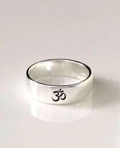 OM SILVER - Titanium Steel Ring for Men & Boys (Size : 22 ) - THE MEN THING