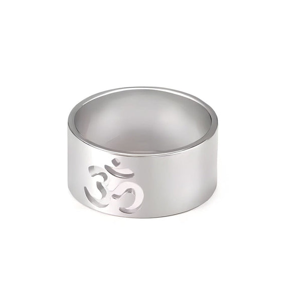 OMKARA LOOP RING - Pure Stainless Steel Men’s Steel-Plated Ring – Statement Luxury Jewelry (Size : 22)