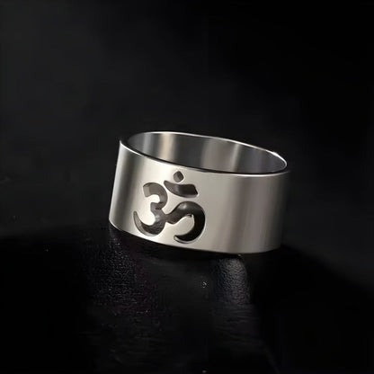 OMKARA LOOP RING - Pure Stainless Steel Men’s Steel-Plated Ring – Statement Luxury Jewelry (Size : 22) - THE MEN THING