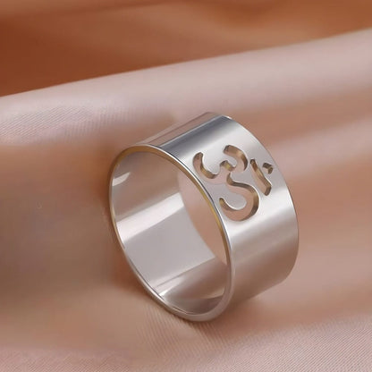 OMKARA LOOP RING - Pure Stainless Steel Men’s Steel-Plated Ring – Statement Luxury Jewelry (Size : 22) - THE MEN THING