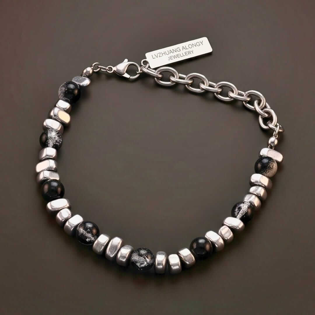 ONYX FUSION - 10mm Beads Bracelet with Natural Stone - 10 inch Adjustable Bracelet - THE MEN THING