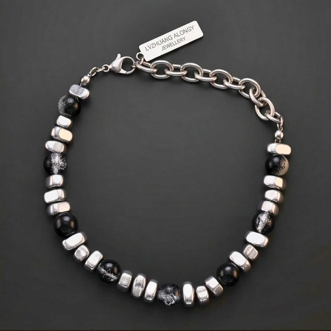 ONYX FUSION - 10mm Beads Bracelet with Natural Stone - 10 inch Adjustable Bracelet - THE MEN THING