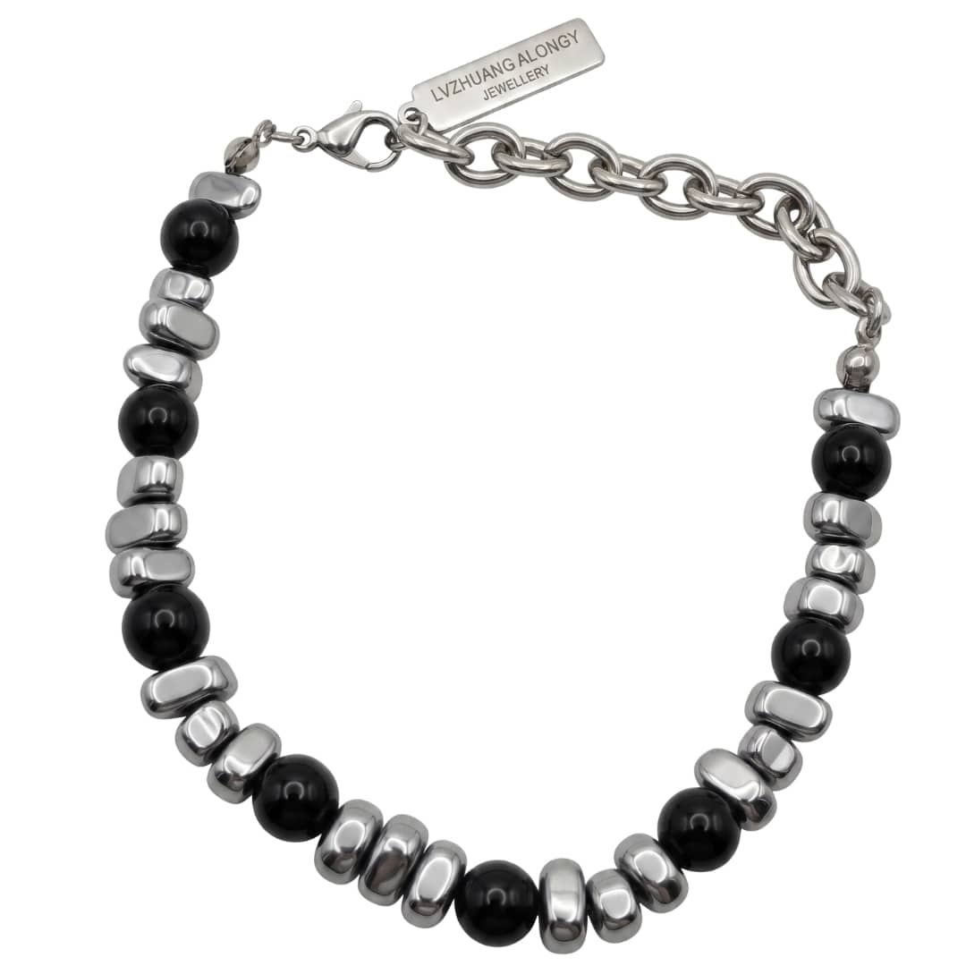 ONYX FUSION - 10mm Beads Bracelet with Natural Stone - 10 inch Adjustable Bracelet - THE MEN THING