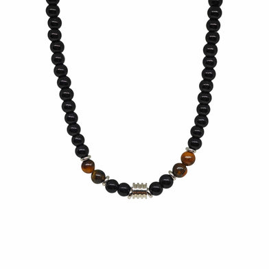 ONYX FUSION - 7 mm Beaded Necklace for Men and Boys 22 inch