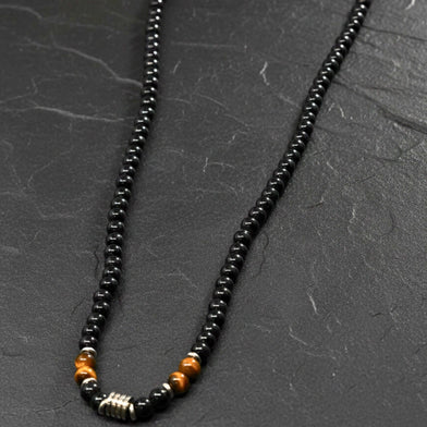 ONYX FUSION - 7 mm Beaded Necklace for Men and Boys 22 inch