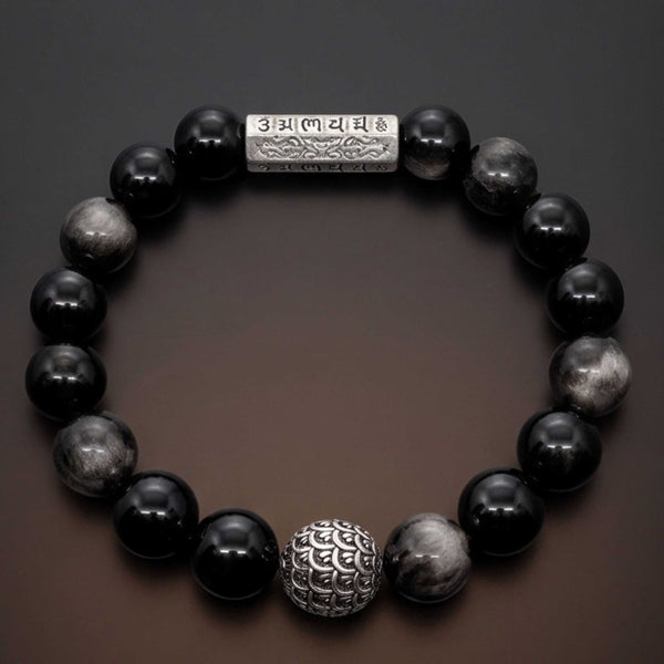 ONYX MANTRA - 12mm Beads Bracelet with Natural Stone Adjustable Bracelet for Men & Boys