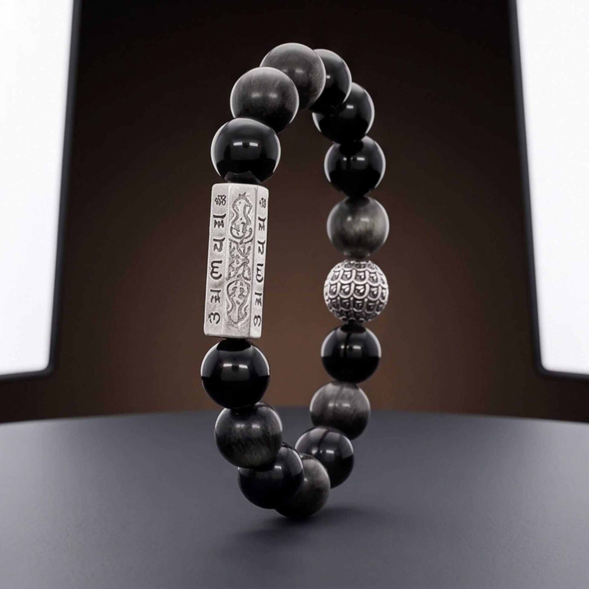 ONYX MANTRA - 12mm Beads Bracelet with Natural Stone Adjustable Bracelet for Men & Boys — Bead Bracelets for Men | THE MEN THING