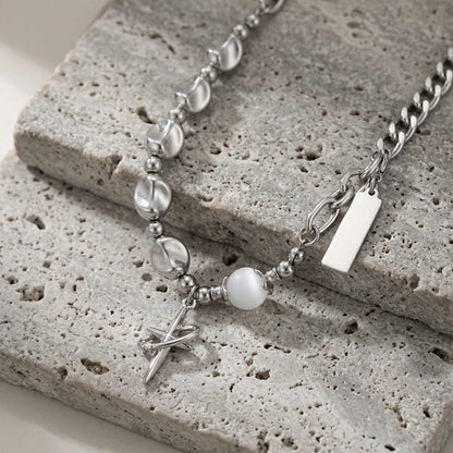 ONYX PEARL - 16mm Titanium Steel Pendant with 19 to 21inch Adjustable Cable 8mm Chain for Men & Boys — SS Pendant/ Necklace for Men | THE MEN THING
