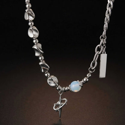 ONYX PEARL - 16mm Titanium Steel Pendant with 19 to 21inch Adjustable Cable 8mm Chain for Men & Boys — SS Pendant/ Necklace for Men | THE MEN THING
