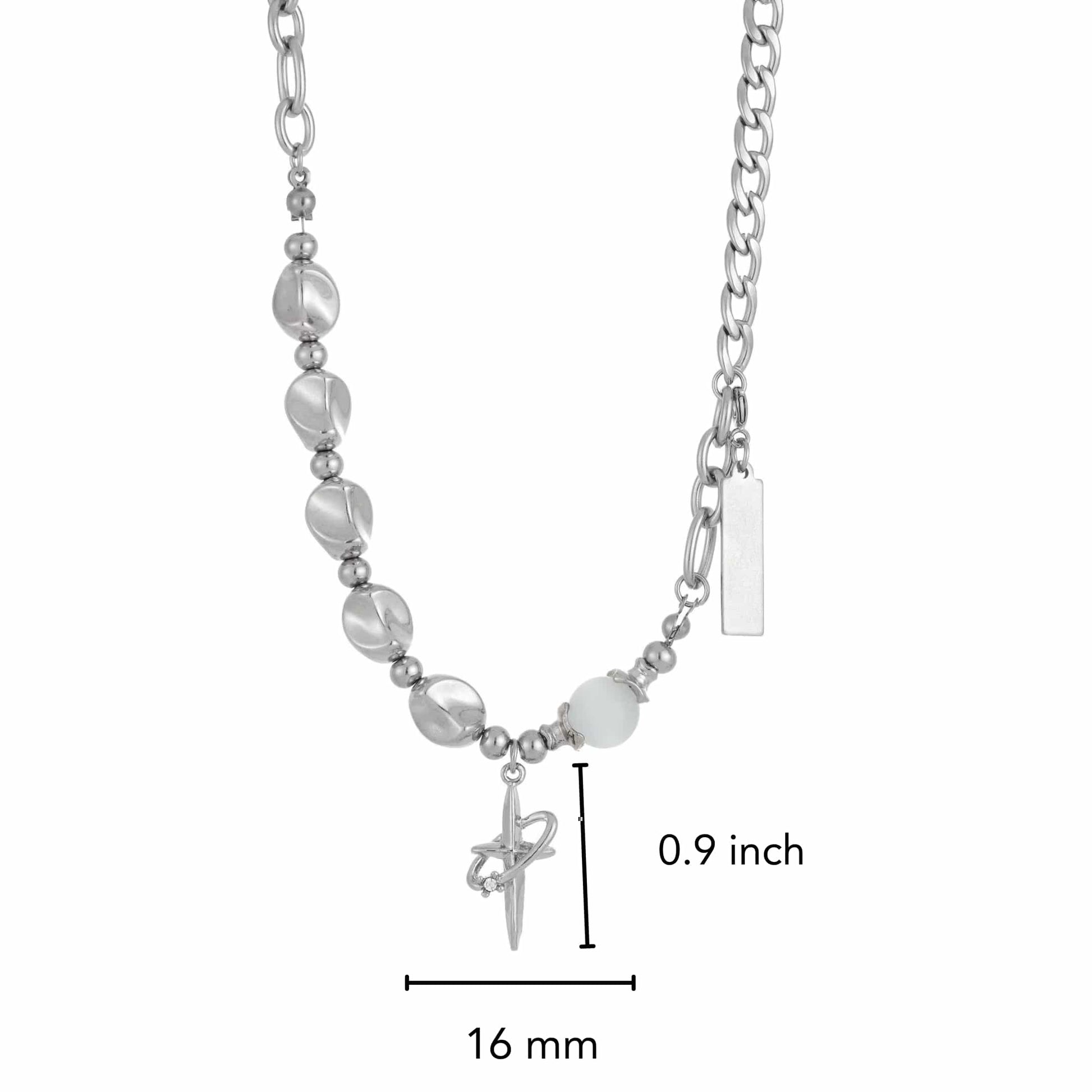 ONYX PEARL - 16mm Titanium Steel Pendant with 19 to 21inch Adjustable Cable 8mm Chain for Men & Boys — SS Pendant/ Necklace for Men | THE MEN THING