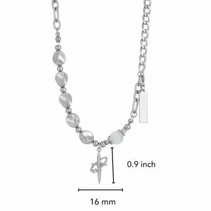 ONYX PEARL - 16mm Titanium Steel Pendant with 19 to 21inch Adjustable Cable 8mm Chain for Men & Boys — SS Pendant/ Necklace for Men | THE MEN THING