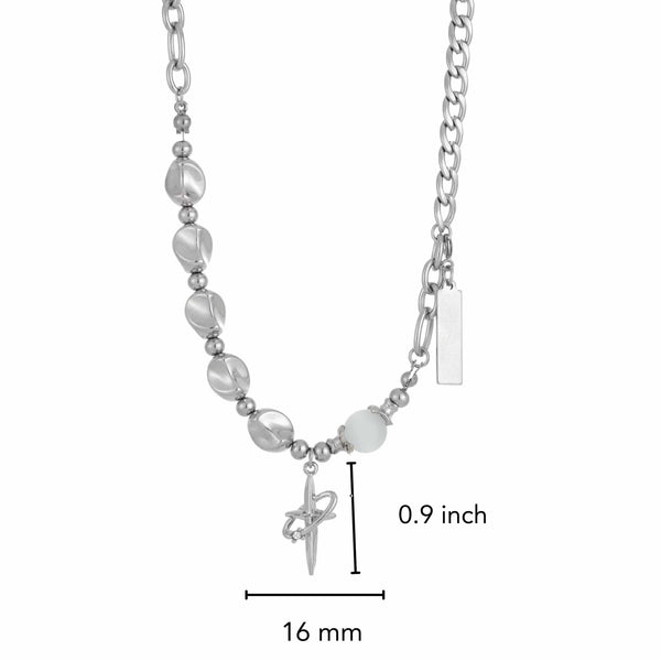 ONYX PEARL - 16mm Titanium Steel Pendant with 19 to 21inch Adjustable Cable 8mm Chain for Men & Boys