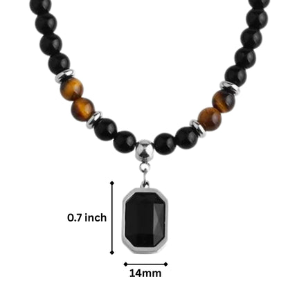 ONYX TIGER EDGE - 7mm Pendant with 19 to 21inch Adjustable Beaded 7mm Necklace for Men and Boys — Pearl / Bead Necklace for Men | THE MEN THING