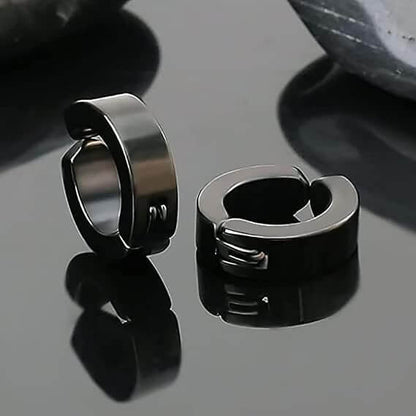 ONYXLOOP - BLACK - Non-Piercing Pure Titanium Steel Earring for Men & Boys (2 pcs) - THE MEN THING