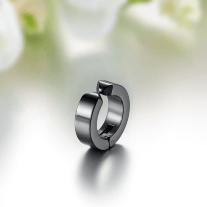 ONYXLOOP - BLACK - Non-Piercing Pure Titanium Steel Earring for Men & Boys (2 pcs) - THE MEN THING