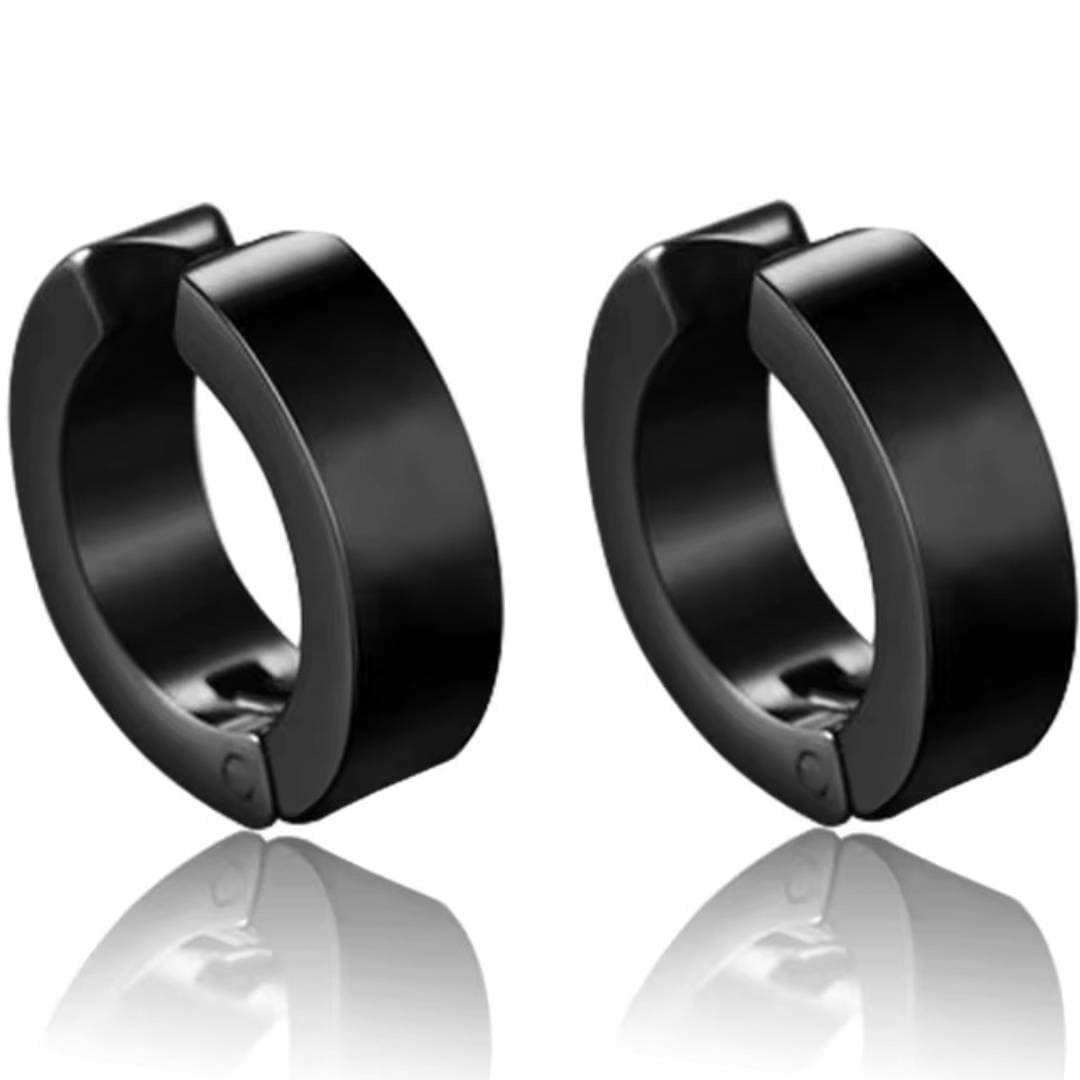 ONYXLOOP - BLACK - Non-Piercing Pure Titanium Steel Earring for Men & Boys (2 pcs) - THE MEN THING