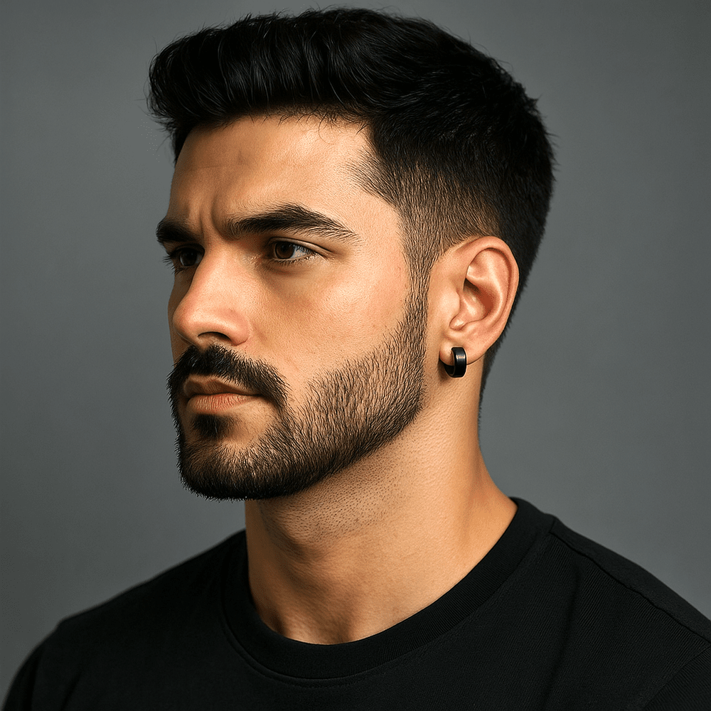 ONYXLOOP - BLACK - Non-Piercing Pure Titanium Steel Earring for Men & Boys (2 pcs) - THE MEN THING
