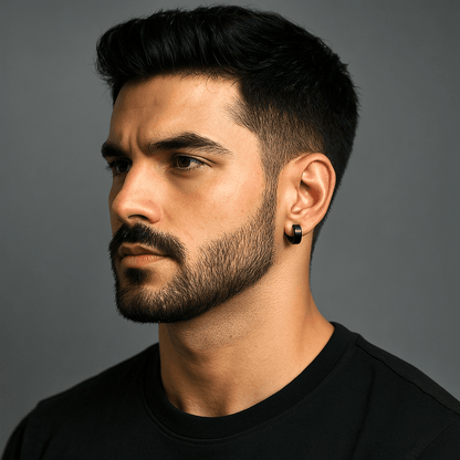 ONYXLOOP - BLACK - Non-Piercing Pure Titanium Steel Earring for Men & Boys (2 pcs) - THE MEN THING