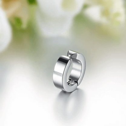 ONYXLOOP - SILVER - Non-Piercing Pure Titanium Steel Earring for Men & Boys (2 Pcs) - THE MEN THING