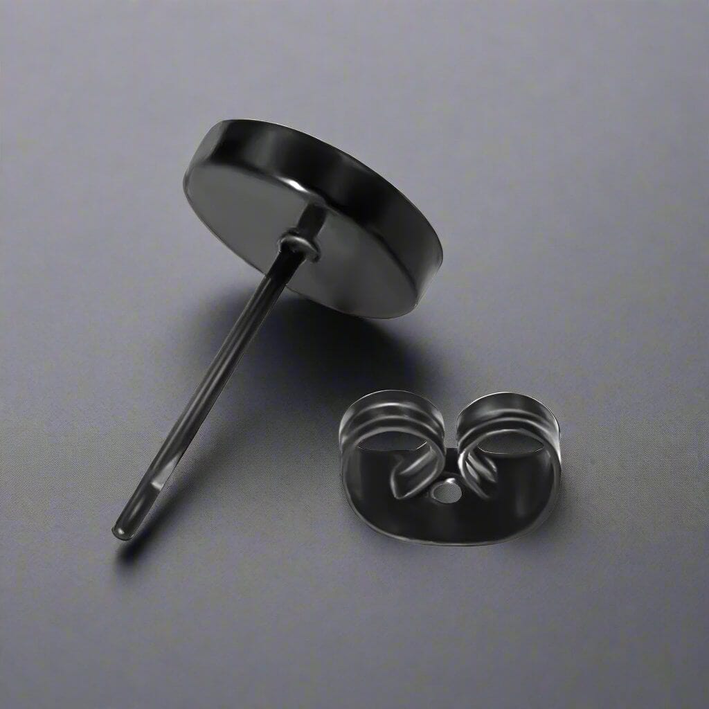 ORBIT BLACK - Pure Titanium Steel Piercing Ear Earrings for Men & Boys (2 Pcs) - THE MEN THING