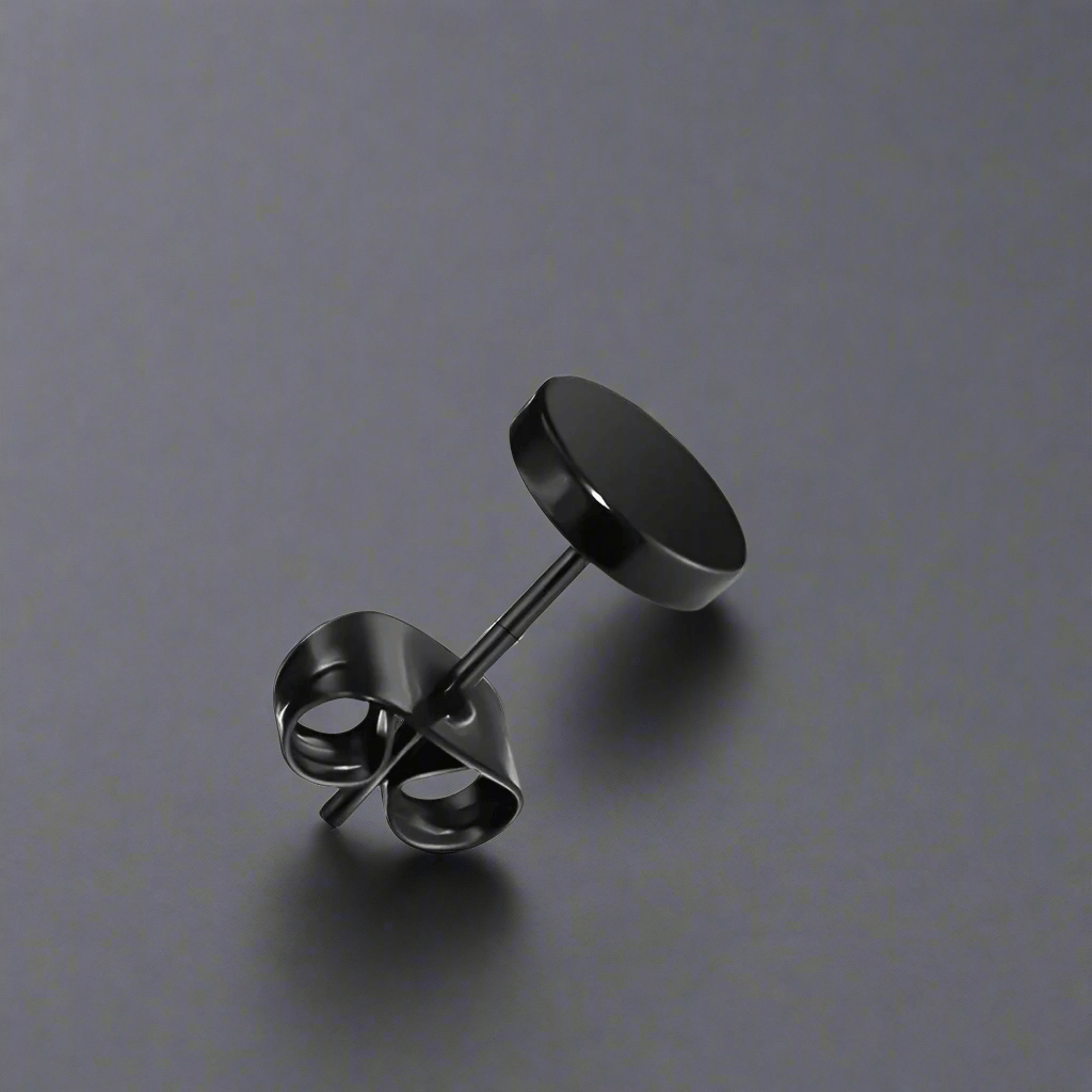 ORBIT BLACK - Pure Titanium Steel Piercing Ear Earrings for Men & Boys (2 Pcs) - THE MEN THING