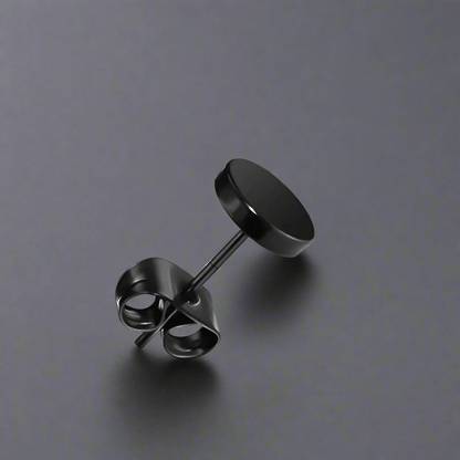 ORBIT BLACK - Pure Titanium Steel Piercing Ear Earrings for Men & Boys (2 Pcs) - THE MEN THING