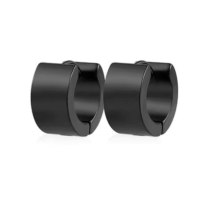 ORIC BLACK - 8mm Titanium Steel Hoop Earrings for Men & Boys (2 Pcs) - THE MEN THING