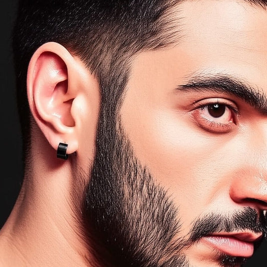 ORIC BLACK - 8mm Titanium Steel Hoop Earrings for Men & Boys (2 Pcs) - THE MEN THING