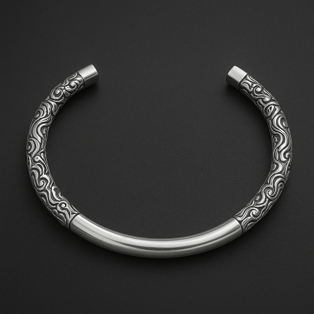 ORION CREST - Pure Stainless Steel Open Bangle Bracelet (Adjustable) for Men & Boys - THE MEN THING