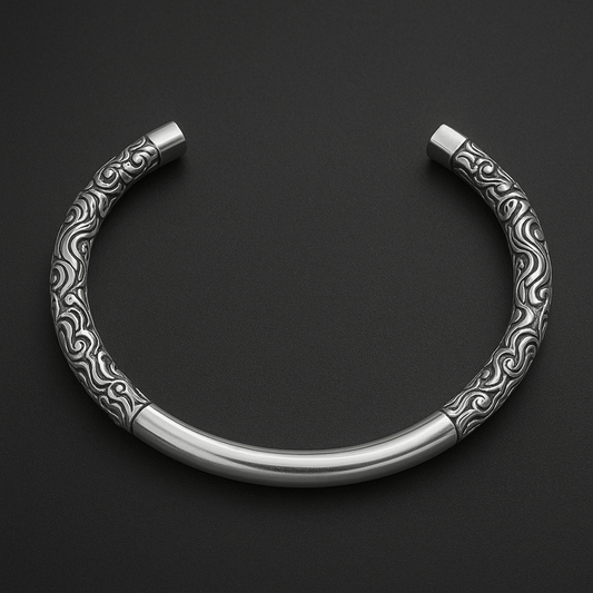ORION CREST - Pure Stainless Steel Open Bangle Bracelet (Adjustable) for Men & Boys - THE MEN THING