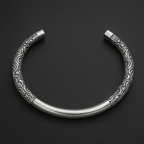 ORION CREST - Pure Stainless Steel Open Bangle Bracelet (Adjustable) for Men & Boys