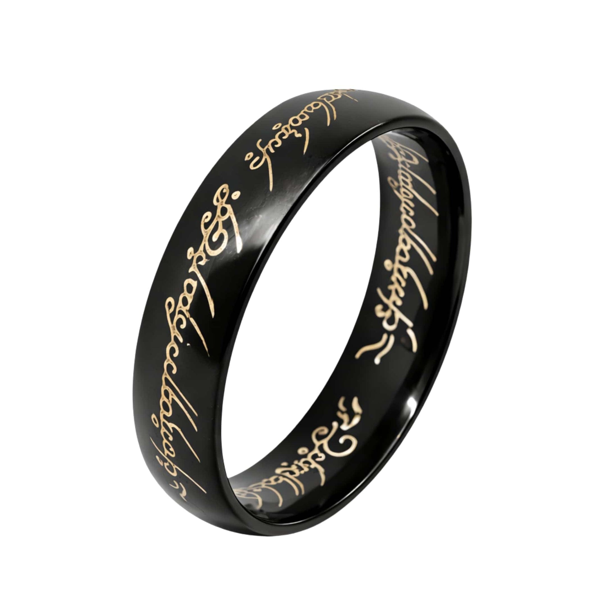ORION SCRIPT - Black - Pure Stainless Steel Men’s Black  - Plated Ring (Size : 18-21-24-29) - THE MEN THING