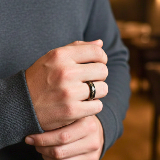 ORION SCRIPT - Black - Pure Stainless Steel Men’s Black  - Plated Ring (Size : 18-21-24-29) - THE MEN THING