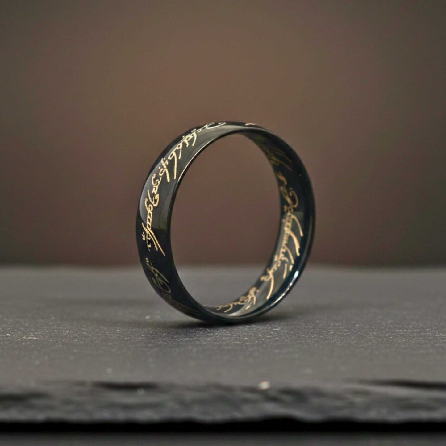ORION SCRIPT - Black - Pure Stainless Steel Men’s Black  - Plated Ring (Size : 18-21-24-29) - THE MEN THING