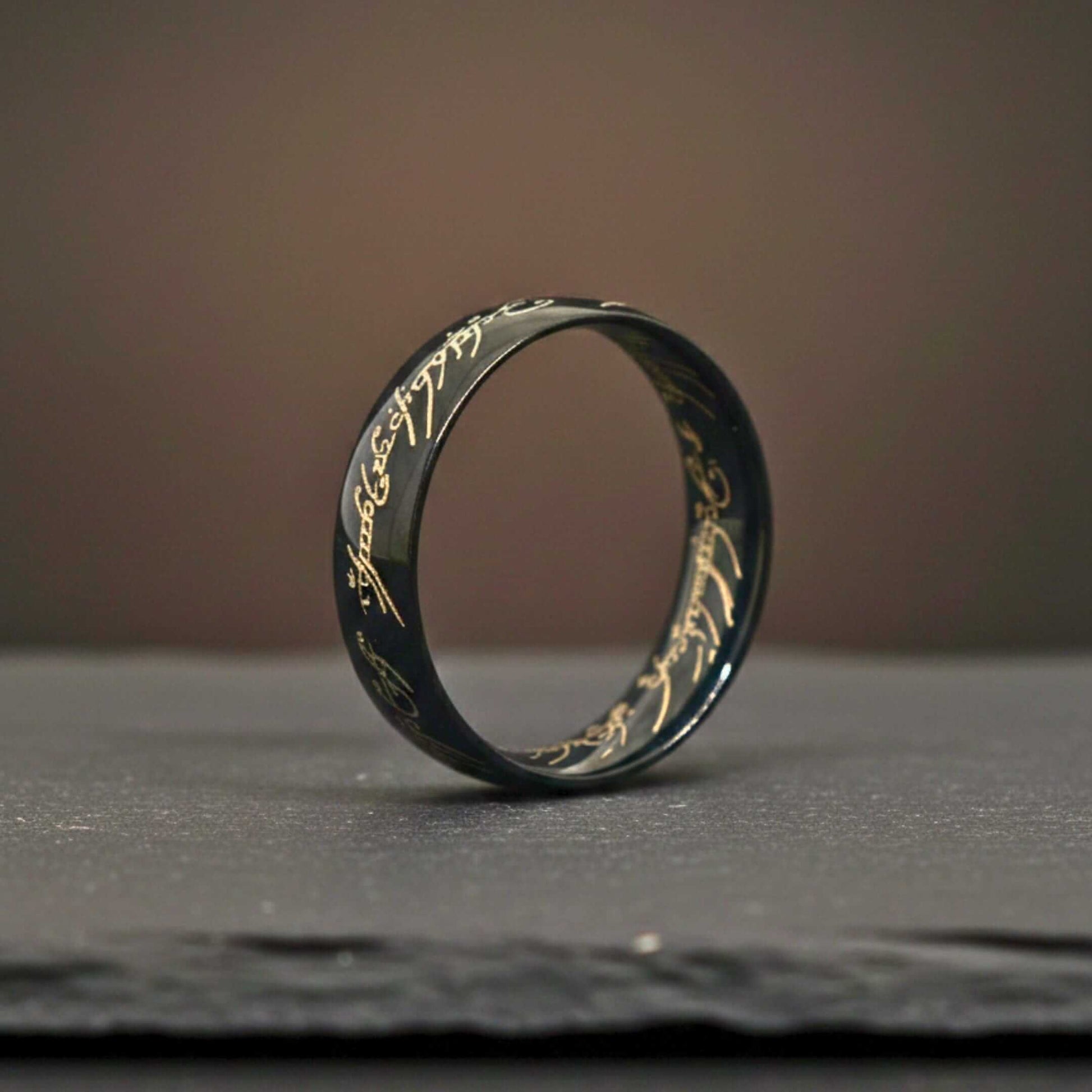ORION SCRIPT - Black - Pure Stainless Steel Men’s Black  - Plated Ring (Size : 18-21-24-29) - THE MEN THING